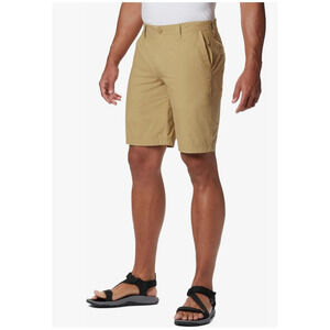 Columbia Mens Brown Washed Out Shorts 10" Inseam Flat Front Lined Size 34 R NWT